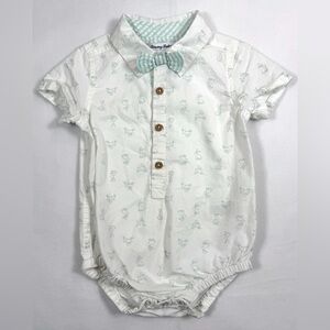 TOMMY BAHAMA Baby Boy's Seersucker Rabbit Printed Onesie with Bowtie Size‎ 18M